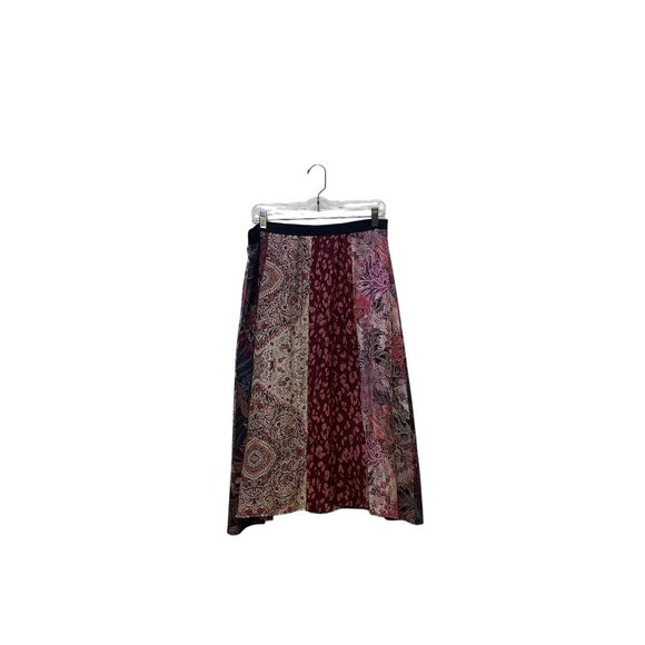 Johnny Was Silk Patchwork Midi Skirt Multicolor M - Picture 1 of 5